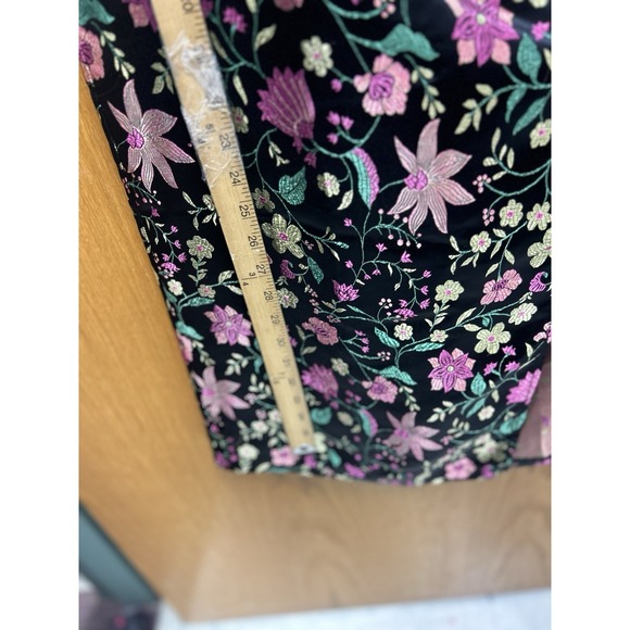 Lulus Make a Move Black Satin Floral Jacquard Strapless Midi Dress Small Prom - Picture 11 of 11